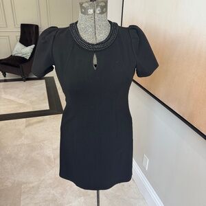 Black mini dress beaded collar